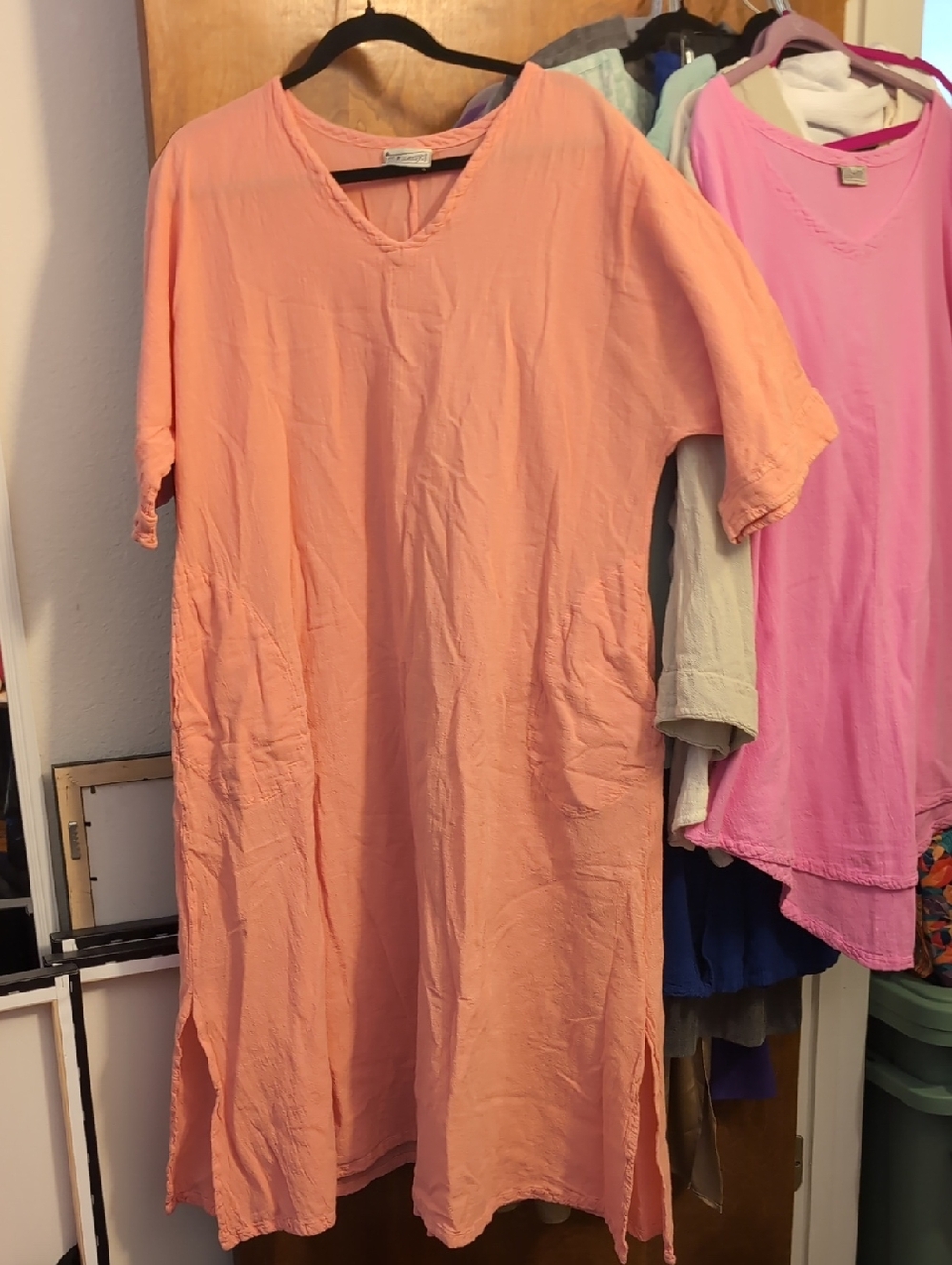 Women's Peach V-Neck Anya Tunic Dress Osfm